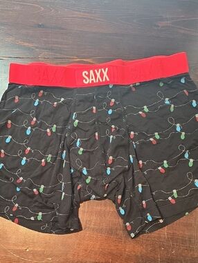 SAXX Vibe Boxer Briefs Christmas Lights Holiday Print Men's Medium